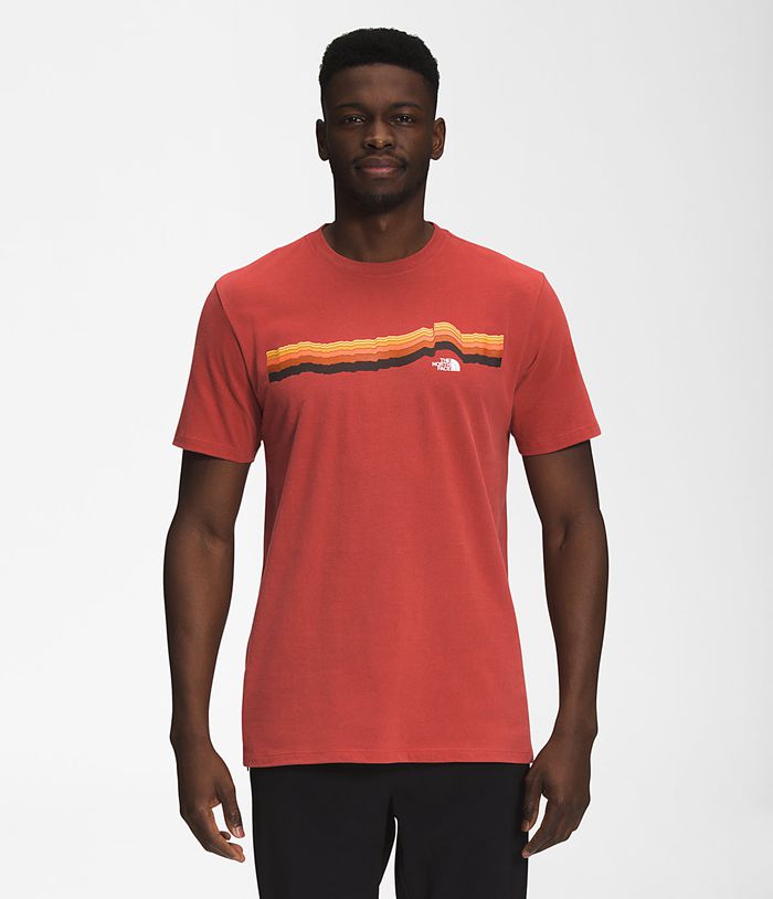 The North Face T Shirts Męska Czerwone Krótki Rękaw Tequila Sunrise - UKDV80431